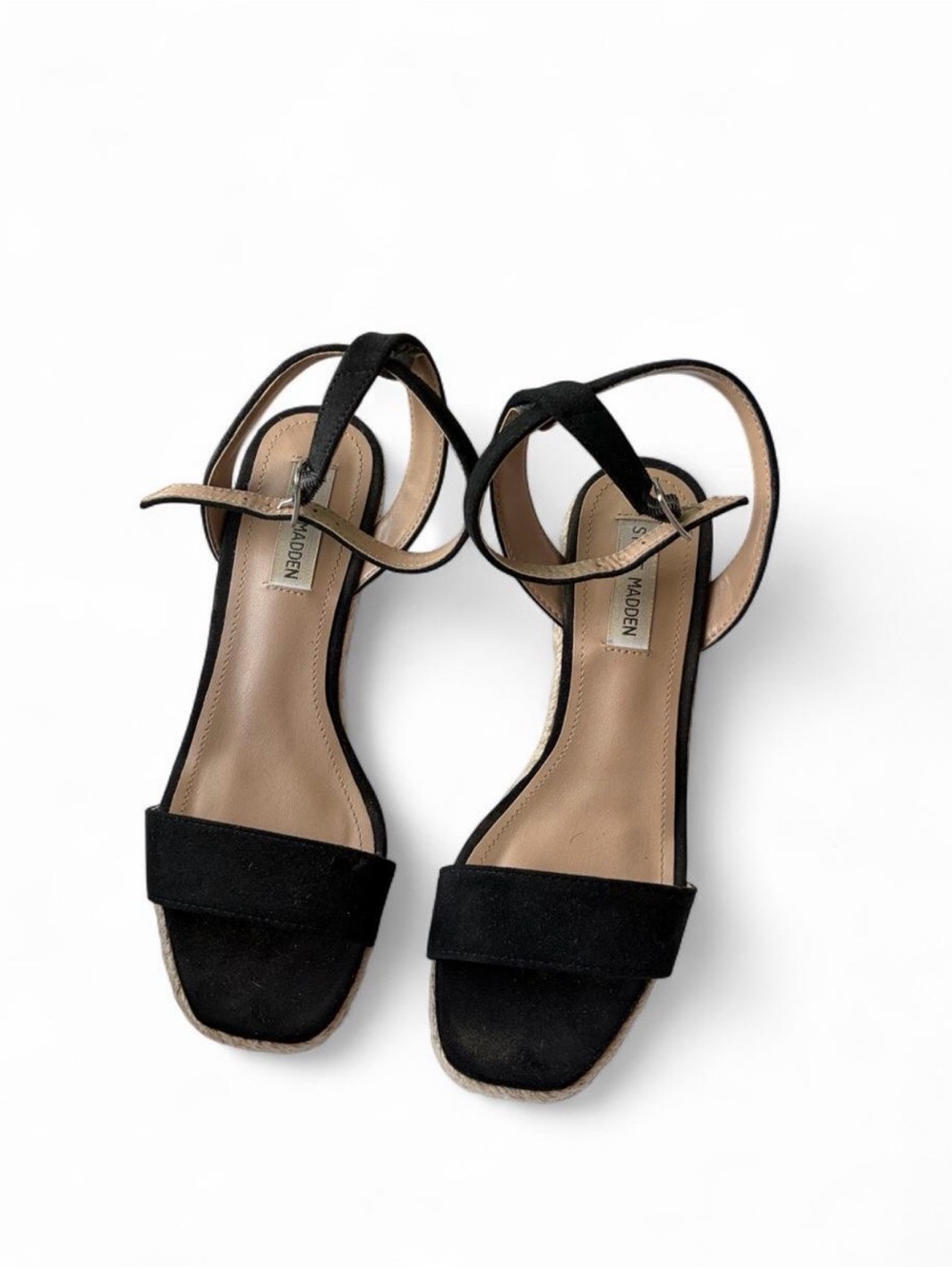 Steve Madden Black Suede Wedge Sandals Size 7
